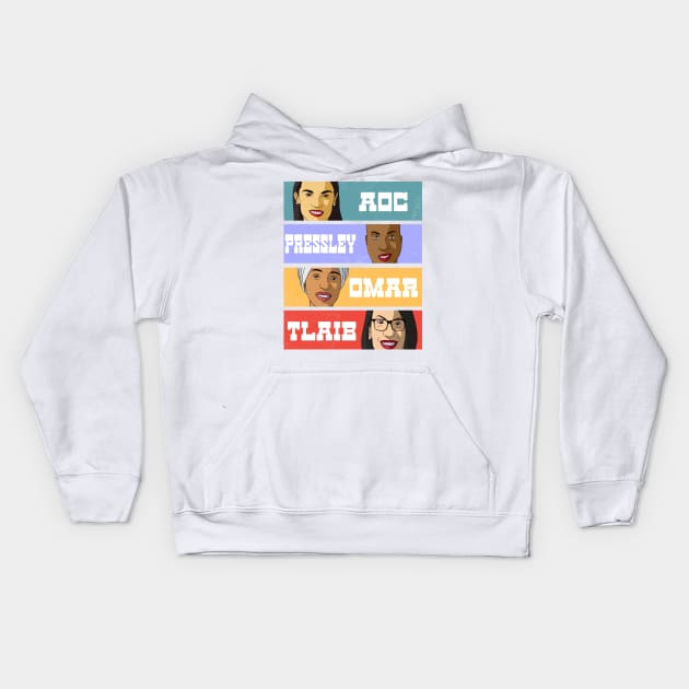 AOC Pressley Omar Tlaib The Squad Democrats Kids Hoodie by Noseking